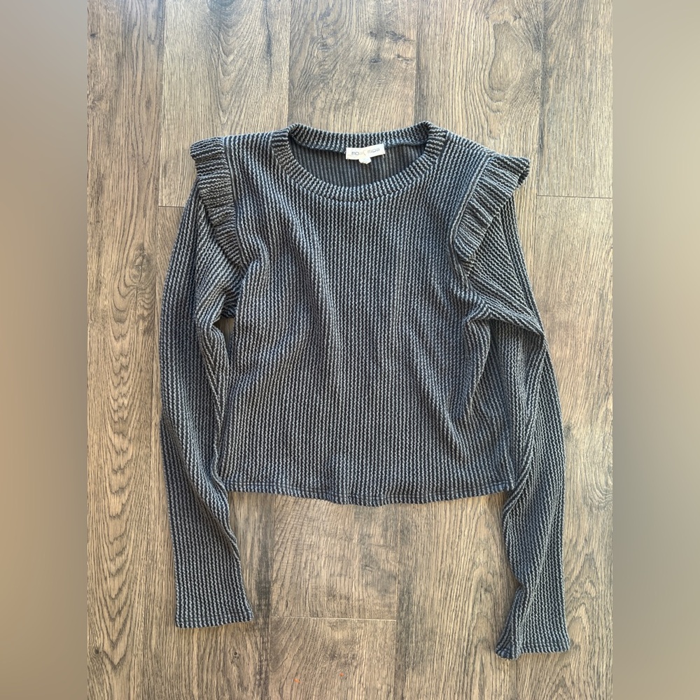 Gray Ribbed Women's Top
